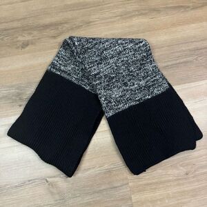 Ugg Australia Chunky Knit Scarf Black Gray Colorblock Wool Blend Winter Cozy
